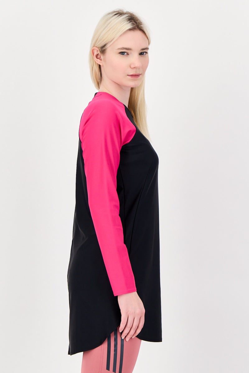 Nike Women Brand Logo Long Sleeve Swim Tunic Top, Black - Image 4